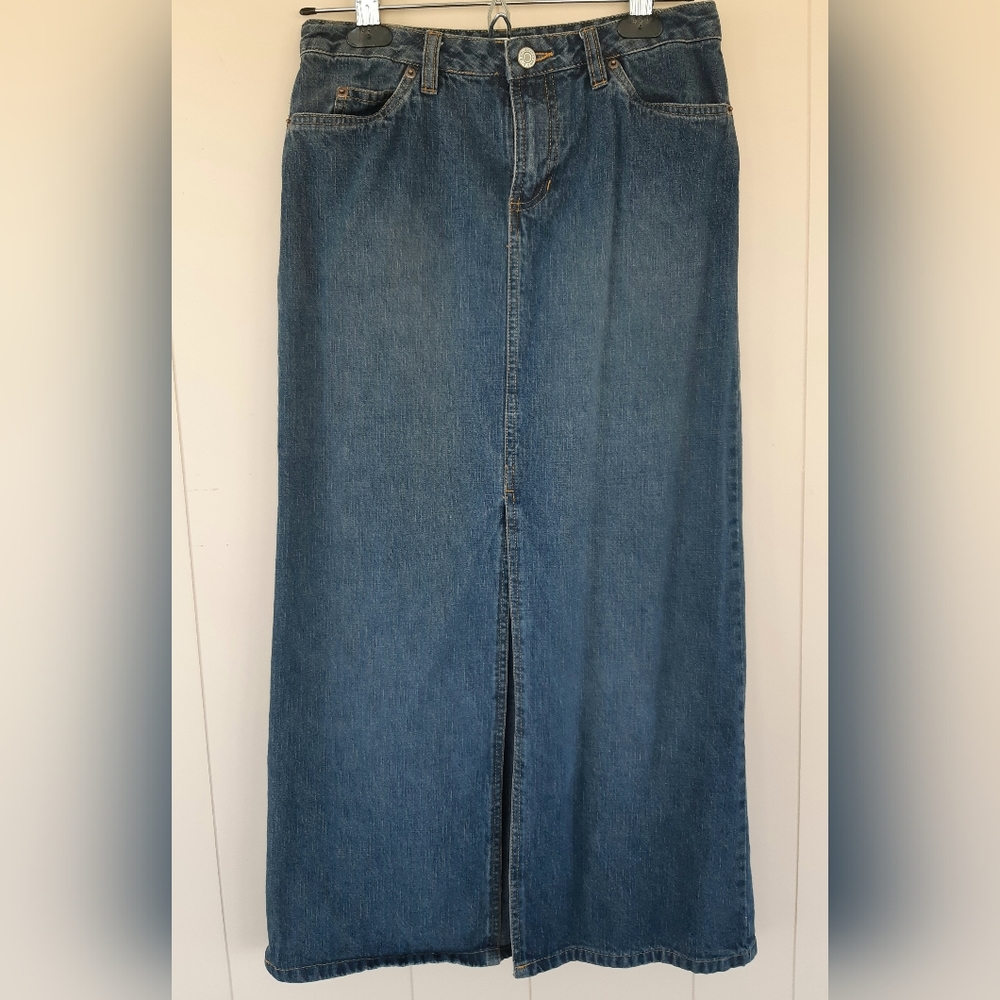 Vintage Y2K Old Navy Long Denim Skirt Size 1